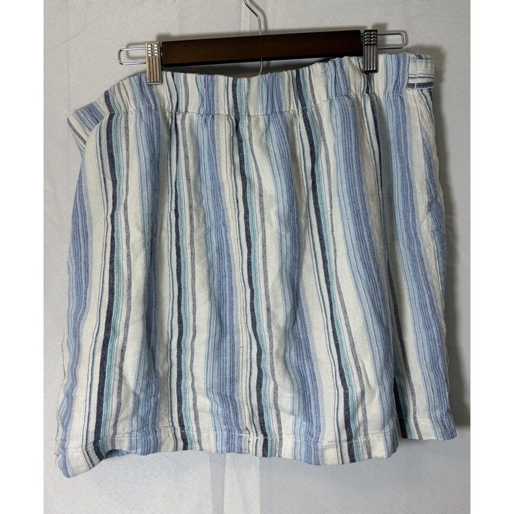 Da-sh Shorts Womens Sz L Blue White Striped Linen Flat Front Drawstring Pockets - Picture 5 of 9
